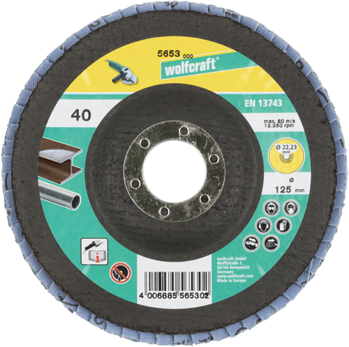 Load image into Gallery viewer, Wolfcraft slijplamellenschijf | ø125mm | 40 | 1 stuk - 5653000
