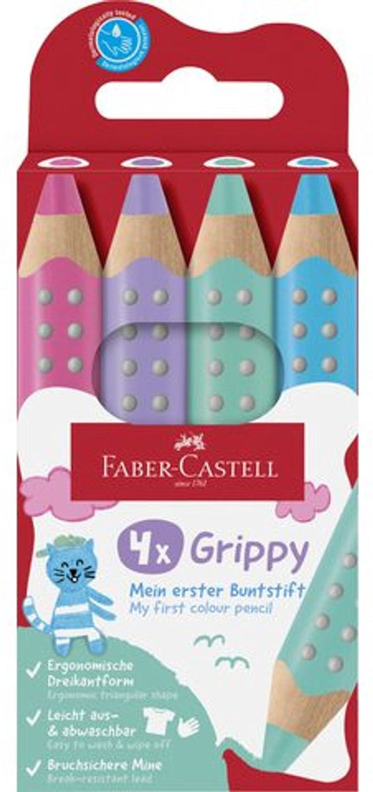 Faber-castell kleurpotlood faber castell grippy xxl jumbo kartonetui 4 stuks pastel- fc-110702