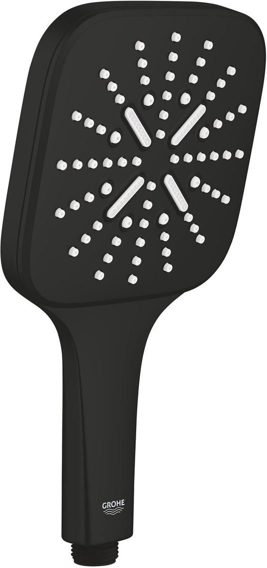 Grohe vitalio smartactive 130 cube handdouche - afgeronde vierkante douchekop van 130 mm - 3 straalsoorten - waterbesparend - mat zwart - geschikt voor alle standaard doucheslangen