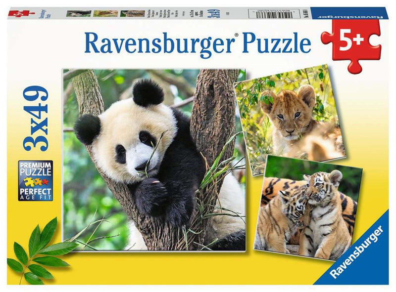 Load image into Gallery viewer, Ravensburger puzzel panda, tijger en leeuw, 3x49st.
