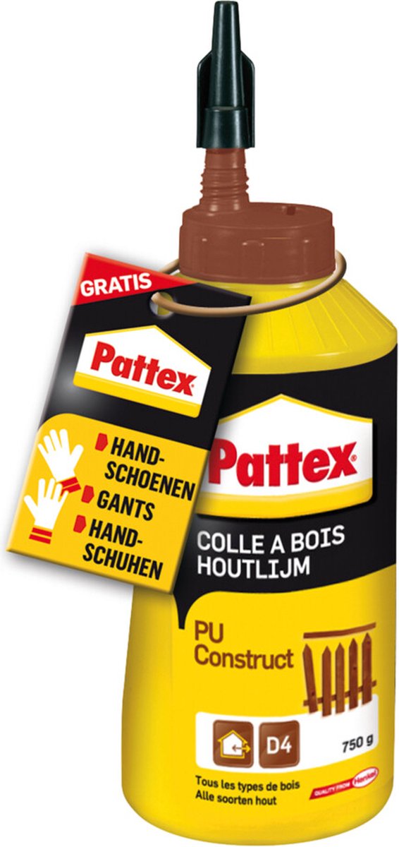 Afbeelding laden in galerijviewer, Pattex houtlijm pu-construct 750g | duurzame d4 hechting | waterbestendig veelzijdig gebruiksklaar voor eenvoudige applicatie | geschikt voor binnen buiten.
