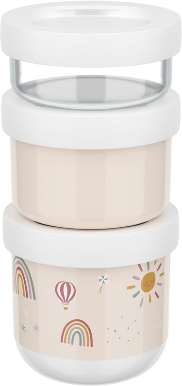Mepal mio snackbox stack 3-delig - 550 ml - stapel zo veel als je nodig hebt - magnetron- en vaatwasmachinebestendig - sunshine rainbow
