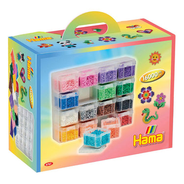 Hama midi strijkkralen opbergbox met 16 kleuren kralen