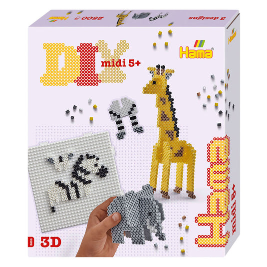 Hama midi strijkkralenset cadeau box - 3d safari