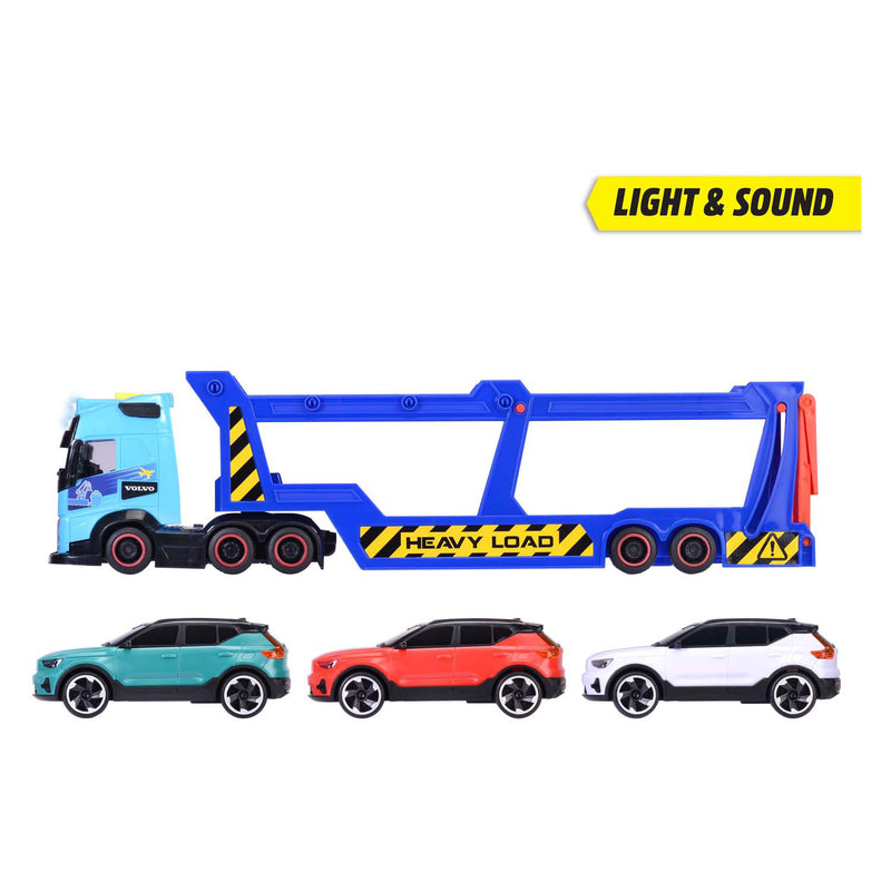 ギャラリービューアに画像をロードする, Dickie toys - car transporter - volvo - vrachtwagen met aanhangwagen - licht en geluid
