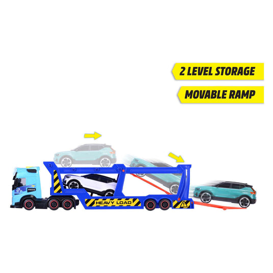 Dickie toys - car transporter - volvo - vrachtwagen met aanhangwagen - licht en geluid