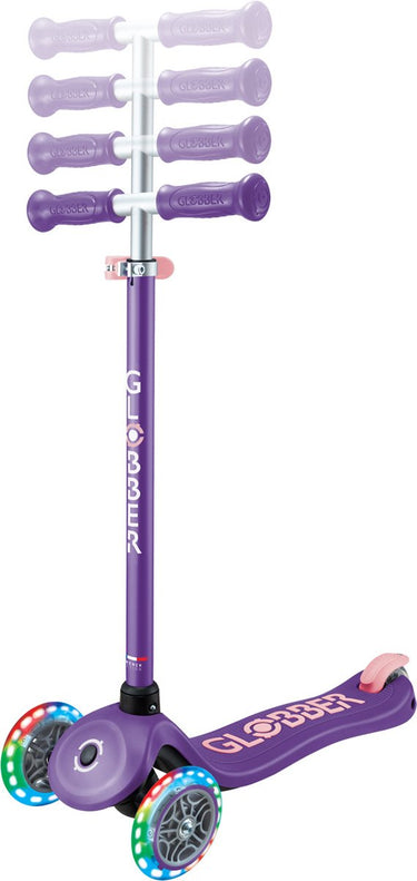 Globber 3-wiel step - primo plus lights purple - paars - lichtgevende wielen - in hoogte verstelbaar - vanaf 3 tot 9 jaar