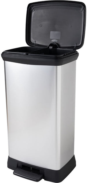 Curver decobin duo prullenbak - 23l+23l - rechthoekig - metallic