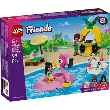 Lego friends 42658 zwembadfeestje met flamingo en eenhoorn