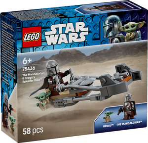 Lego star wars de mandalorian en grogu's speederbike