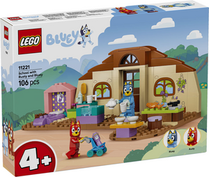 Lego bluey school met rusty en bluey speelgoed voor peuters en kleuters 11221
