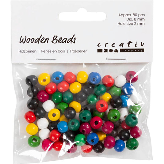 Creativ company http: www.cchobby.nl houten-kralen-d-8-mm-gatgrootte-2-mm-ca-80-stuk-diverse-kleuren-15-gr-1-doos
