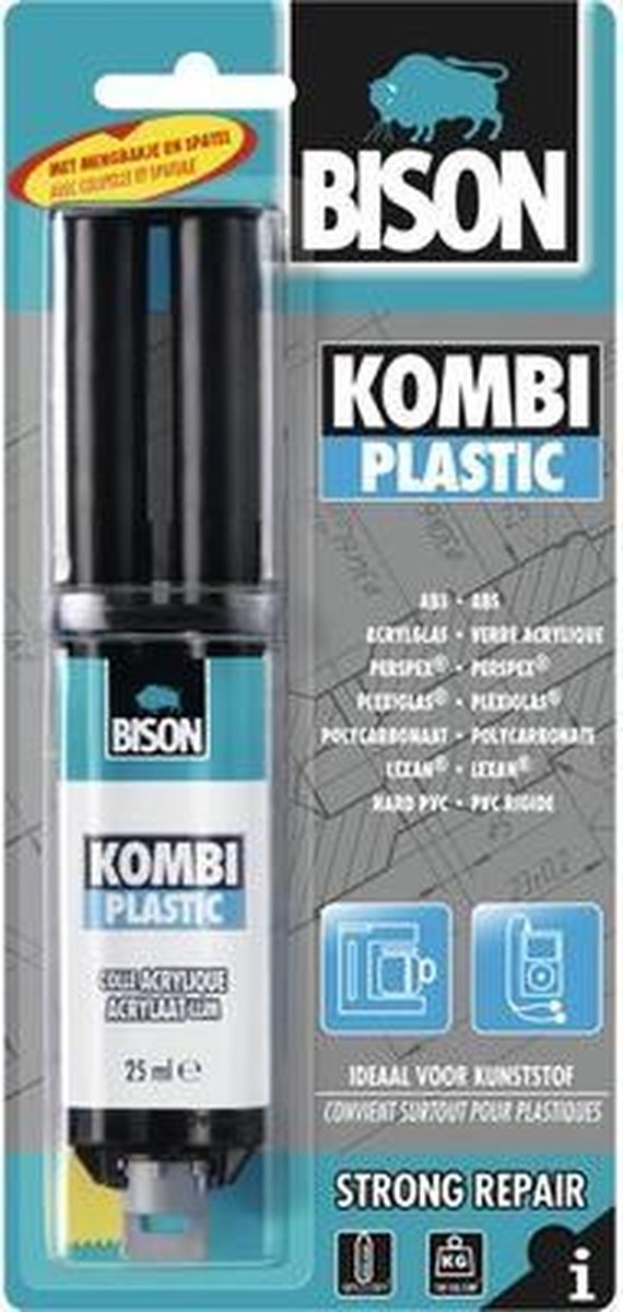 Afbeelding laden in galerijviewer, Bison kombi plastic blister 25 ml, super sterk, vullend, 2-componentenlijm, inclusief mengbankje en mengspatel, temperatuurbestendig van - 40°c tot + 120°c
