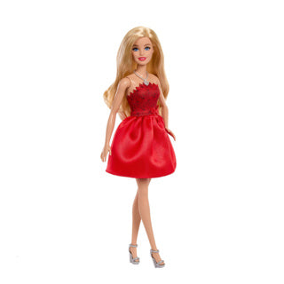 Chargez l'image dans la visionneuse de la galerie, Barbie mattel 80-jubileum modepop – robijnrode jurk zilveren accenten

