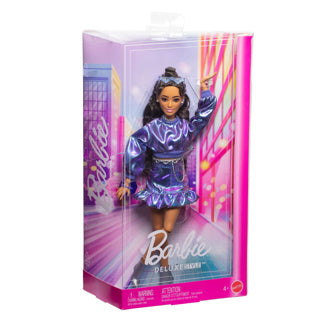 Afbeelding laden in galerijviewer, Barbie deluxe stijl pop - metallic blauw topje en rok
