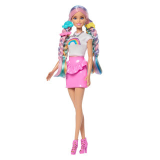 Barbie modepop met extra lang schitterend regenbooghaar en 12 stylingaccessoires