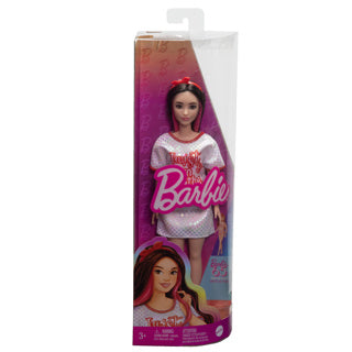 Barbie pop fashionista witte jurk donker haar | 3 stuks