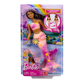 Afbeelding laden in galerijviewer, Barbie flower magic zeemeerminpop – magische bloemen die bloeien - bruin roze
