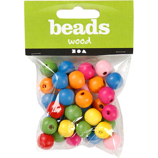 Creativ company houten kralen mix 12mm, 40st.