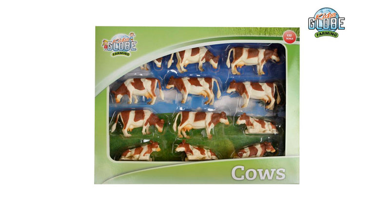 ギャラリービューアに画像をロードする, Kids globe koeien rood bont liggend en staand 12stuks 1:32

