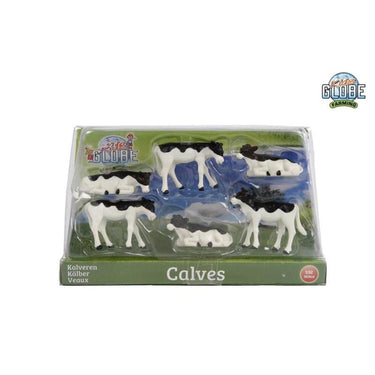 Kids globe kalfjes zwart wit liggend en staand 6stuks 1:32