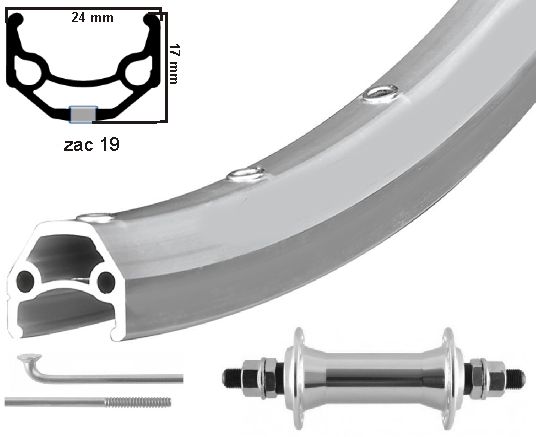 Kgs voorwiel 28 inch (622) zac 19 zilver vaste as