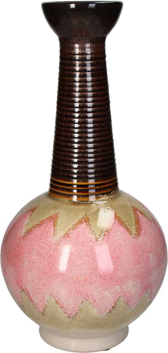 Hd collection vaas aardewerk roze 18,5x18,5x39cm