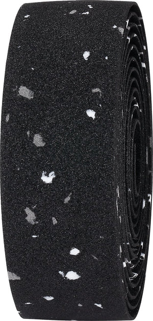 Bbb cycling stuurlint racefiets - zelfklevend stuurtape met stretch materiaal - antislip - lengte: 200cm - dikte: 2mm - inclusief stuurdoppen - zwart gespikkeld eco - raceribbon bht-01eco