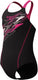 Speedo medley logo medalist meisjes sportbadpak - badpak meisjes met stretch - vormvast zwempak meisjes - sportbadpak meisjes met medalist-bandjes - zwart roze - 152