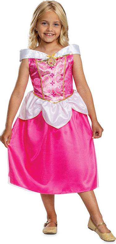 Disguise disney prinses - sleeping beauty, aurora jurk classic, maat m (7-8 jaar), meisjes