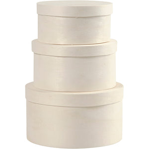 Creativ Company Ronde fineer doos H: 5 4 6 5 7 3 cm Ø 10,11 13 cm 3 stuks 1 set