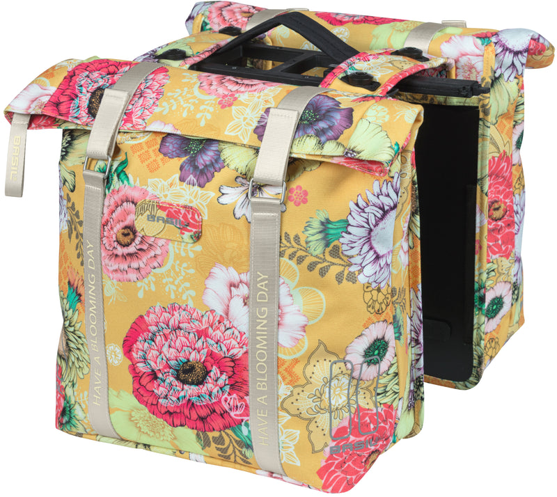 Load image into Gallery viewer, Basil Bloom Field dubbele fietstas, waterdicht, honey yellow, 35L
