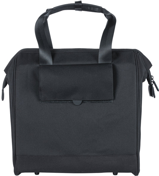 Basil Grand fietsshopper - zwarte waterafstotende tas voor elektrische fietsen, 23L