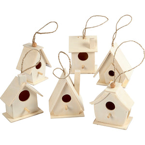 Creotime vogelhuis, h: 7 cm, 6 stuks, populier