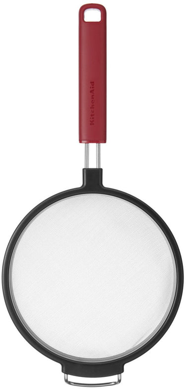 Kitchenaid zeef met handvat, bolzeef, 17 cm, kunststof rvs, rood -