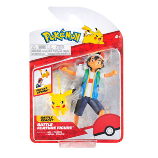 Jazwares pokémon battle feature figuur - ash pikachu