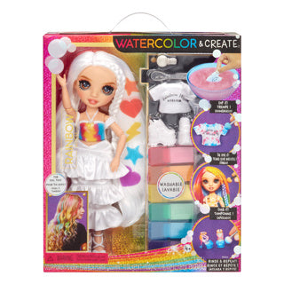 Afbeelding laden in galerijviewer, Rainbow high watercolor create-modepop - bruine ogen
