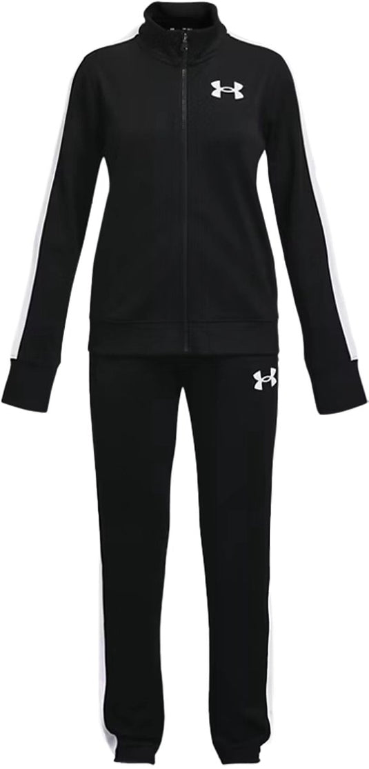 Under armour ua rival knit track suit-blk meisjes trainingspak - zwart - wit