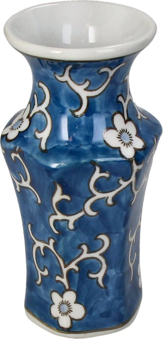 Hd collection vaas porselein blauw 8x8x16,5cm