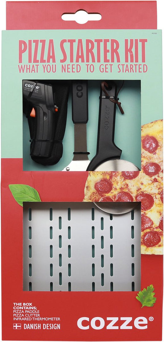 Cozze ® cadeauset met pizzaschep, thermometer pizzasnijder, 3-delig