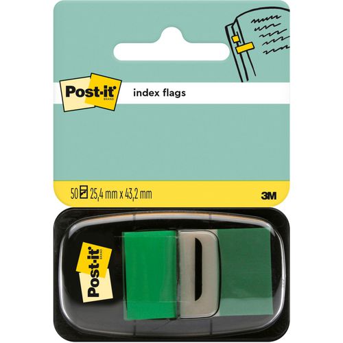 Index post-it 680-3-gr 25mm groen beschrijfbaar gemakkelijk verwijderbaar 50vel