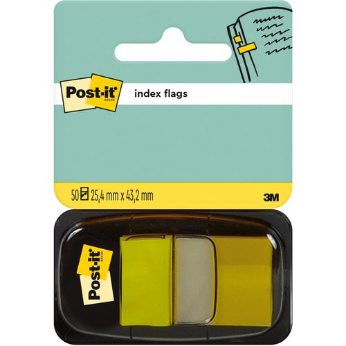 Index post-it 680-5-ge 25mm geel beschrijfbaar gemakkelijk verwijderbaar 50vel