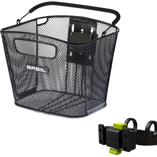 Fietsmand Basil Bold Front KF 28 x 34 x 27 cm - zwart (met KF Handlebar Holder)