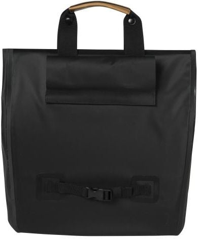 Basil Urban Dry Shopper - waterdichte fietsshopper, vegan leather details, verstelbare sluiting, reflectie, mat zwart