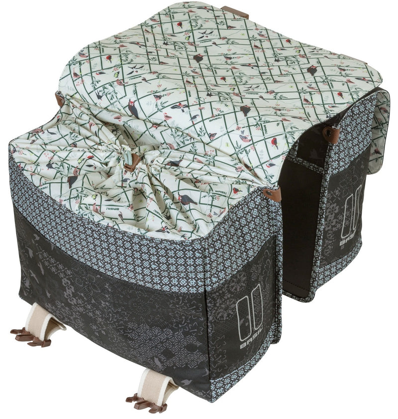 Load image into Gallery viewer, Basil Bohème Dubbele Fietstas - Zwart - 35L - Waterafstotend - Kunstleren Details
