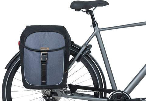 Dubbele fietstas Basil Miles Double Bag MIK 34 liter 34 x 16 x 43 cm - zwart grijs