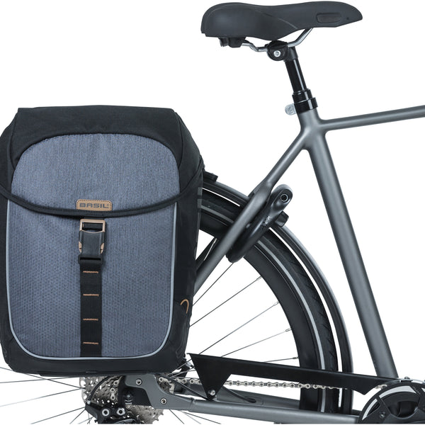 Dubbele fietstas Basil Miles Double Bag MIK 34 liter 34 x 16 x 43 cm - zwart grijs