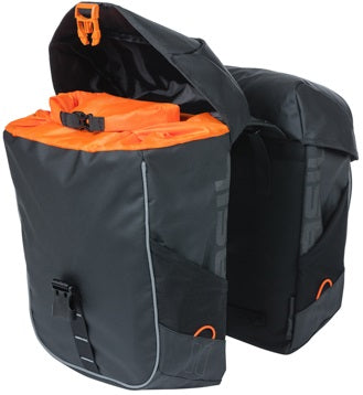 Load image into Gallery viewer, Basil Miles Tarpaulin - Dubbele fietstas, waterdicht, 34L, zwart oranje
