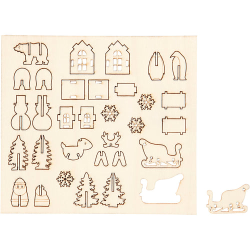 Creativ company diy houten figuren, kerst, l: 15,5 cm, b: 17 cm, dikte 3 mm, 1 doos