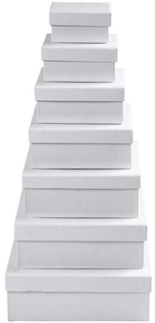 Creativ company kartonnen vierkante dozen set 7 stuks h: 4.5-7.5 cm d: 9-21 cm
